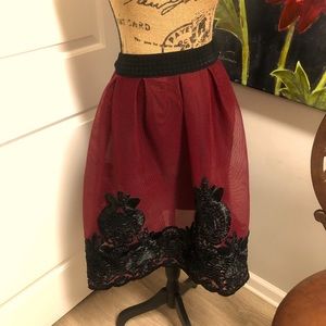 Mesh embroidered skirt